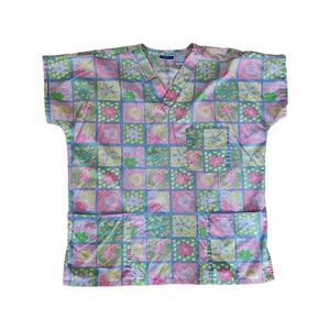 Spring Pastel Theme Butterfly and Hearts Nurse Scrub